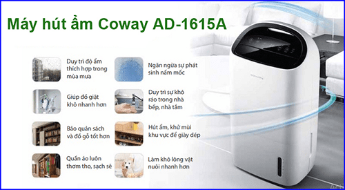 Tính năng ưu việt trên máy hút ẩm Coway AD-1615A